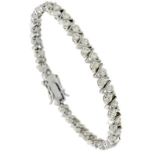 【貨物輸送無料】腕輪 付属品― スターリングシルバーリンクテニスブレスレットsterling silver 525 コンピュータ断層撮影法 cz vlink tennis bracelet