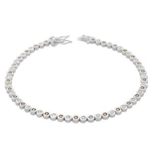 【送料無料】ブレスレット　アクセサリ―　ラウンドホワイトコニャックブラウンテニスブレスレットsterling silver bezelset round white cognac brown crystals cz tennis bracelet