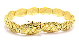【送料無料】ブレスレット　アクセサリ―　ゴールドオーバルリンクカットブレスレットスクラップ14k y gold technibond oval links sparkle cut bracelet, hsn no scrap 196 gr