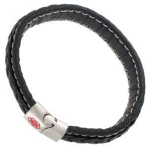 【送料無料】ブレスレット　アクセサリ―　ハドレーアラートブレスレットhadley roma medical alert bracelet braided genuine leather emergency id med lg