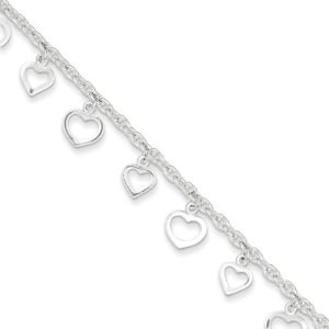 【送料無料】ブレスレット　アクセサリ―　スターリングシルバーハートブレスレット925 sterling silver breezy love heart dangle ankle bracelet