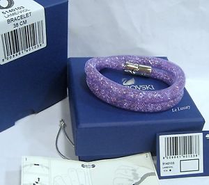 【送料無料】ブレスレット　アクセサリ&mdash;　スワロフスキースターダストダブルブレスレットサイズクリスタルswarovski 3d stardust mauve double bracelet size s crystal authentic mib 5140103｜hokushin