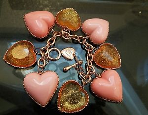 【送料無料】ブレスレット アクセサリ― ジョンソンブレスレットオレンジピンクハート listingrare betsey johnson bracelet chunky glittery orange amp; pink large heart charms