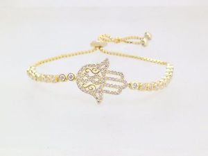 【送料無料】ブレスレット　アクセサリ&mdash;　925 スターリングhamsaブレスレット925 sterling silver hamsa infinity bracelet gold plated crystal adjustable women｜hokushin