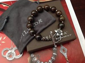 【送料無料】ブレスレット　アクセサリ―　スターリングシルバービーズブレスレットフラワートグルクラスプsilpada bronzite amp; sterling silver bead bracelet toggle flower clasp b1365 ret