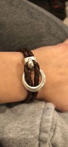 【送料無料】ブレスレット　アクセサリ&mdash;　イタリアンレザーシルバーブレスレットitalian leather and sliver bracelet｜hokushin