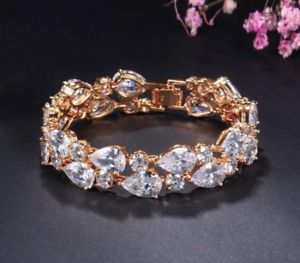 【送料無料】ブレスレット　アクセサリ―　ゴールドブレスレットスワロフスキークリスタルストーンクリア14k gold gf bracelet made w swarovski crystal stone sparkling clear bridal jewel
