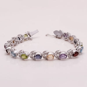 【送料無料】ブレスレット　アクセサリ―　ガーネットシリトンアメジストマルチスターリングシルバーテニスブレスレットgarnet, citrine, amethyst multi gemstone 925 sterling silver tennis bracelet