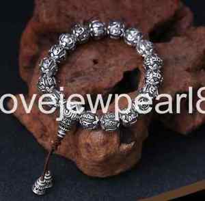【送料無料】ブレスレット アクセサリ— スターリングシルバーレトロマントラシンボルビーズブレスレットpure s925 sterling silver retro mantra amulet symbols beads bracelet|hokushin