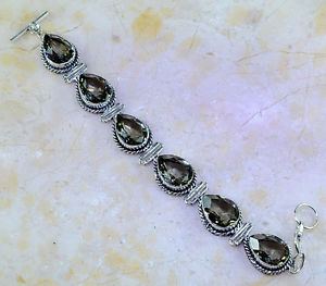 【送料無料】ブレスレット アクセサリ— スモーキークォーツトパーズシルバーテニスブレスレットbeautiful genuine huge smoky quartz topaz 925 silver tennis bracelet 7 34814|hokushin