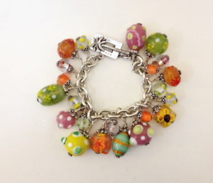 【送料無料】ブレスレット　アクセサリ―　ピューリッツァービンテージスターリングシルバーガラスビードブレスレットlilly pulitzer vintage sterling silver dangle glass bead bracelet