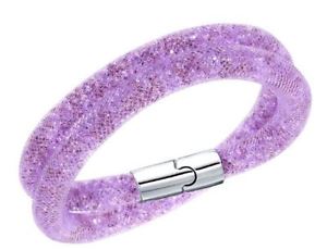 【貨物輸送無料】腕輪 佩び物― スワロフスキースターダストダブルブレスレットサイズクリスタルswarovski 3d stardust mauve double bracelet size s crystal authentic メガバイト 5140103