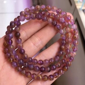 【送料無料】ブレスレット　アクセサリ―　ルチルチタンクォーツビーズブレスレット58mm natural cacoxenite purple rutilated titanium quartz beads bracelet aaa