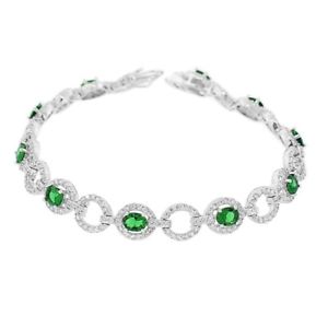 【貨物輸送無料】腕輪 佩び物― スターリングシルバークラシックテニスブレスレットsterling silver white green emeraldtone crystals cz classic tennis bracelet