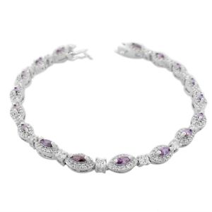 【送料無料】ブレスレット アクセサリ— テニスブレスレットsterling silver marquise white purple amethysttone crystals cz tennis bracelet|hokushin