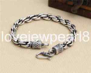 【送料無料】ブレスレット　アクセサリ―　スターリングシルバーパーソナリティレトロブレスレットpure s925 sterling silver personality retro hemp flowers mans bracelet