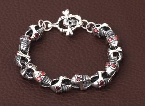 【送料無料】ブレスレット　アクセサリ&mdash;　スターリングシルバースカルバイカーレトロブレスレット925 sterling silver skull biker retro bracelet jewelry s945｜hokushin 20,146円