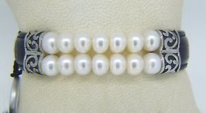 【送料無料】ブレスレット　アクセサリ―　シルバーアンプブレスレットhonora ster silver leather amp; double row cultured fresh water pearl bracelet r32