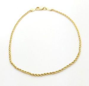 【送料無料】ブレスレット アクセサリ— イエローゴールドロープチェーンブレスレット14ct 585,14k yellow gold fine rope chain bracelet|hokushin