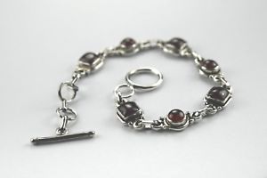 【送料無料】ブレスレット　アクセサリ―　925 スターリングストーンリンクトグルブレスレットジュエリー925 sterling silver red stone squarecircle link toggle bracelet women jewelry