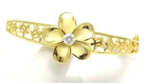 【送料無料】ブレスレット　アクセサリ&mdash;　アルジェントプルメリアブレスレットjaune or plaques argent 925 hawaen plumeria honu tortue bracelet 178cm｜hokushin