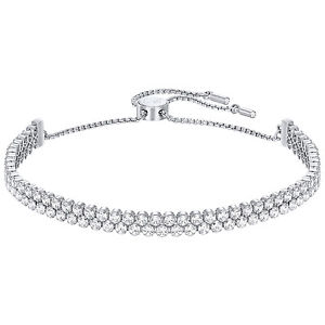 【送料無料】ブレスレット　アクセサリ―　スワロフスキーダブルシルバーブレスレットドルswarovski 5221397 subtle double silver bracelet 14cm24cm rrp149