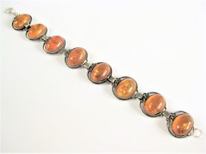 【送料無料】ブレスレット アクセサリ― アンティークブレスレットアルジェントアンブルantique bracelet argent vritable avec ambre, 19,1 cm