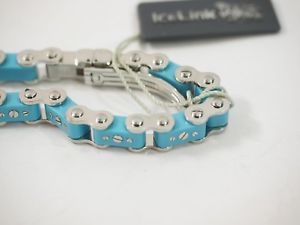 【送料無料】ブレスレット　アクセサリ―　アイスリンクリンクブレスレットリンクステンレススチールice link blue bicycle link bracelet 12 link stainless steel 775