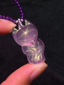 【送料無料】ブレスレット　アクセサリ―　ローズクォーツスターライトクリスタルフォックスシェイプペンダントnatural rose quartz star light crystal fox shape woman pendant aaaa