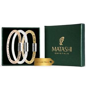 【送料無料】ブレスレット アクセサリ― ｋゴールドメッキメッシュブレスレットセットset of 3 7 amp; 75 18k gold plated mesh bracelet w magnetic clasps by matashi