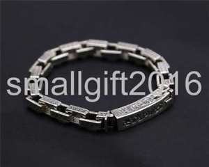 【貨物輸送無料】腕輪 佩び物― スターリングシルバースクエアチェーンマントラブレスレットpure s925 sterling silver square chain daming mantra mans bracelet