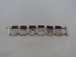 【送料無料】ブレスレット　アクセサリ&mdash;　デザイナースターリングアワビシェルアールデコブレスレットawesome designer sterling large abalone shell deco bracelet｜hokushin