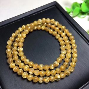【送料無料】ブレスレット　アクセサリ―　ブラジルゴールドチタンルチルビーズストレッチブレスレット47mm natural brazil gold titanium rutilated quartz stretch beads bracelet