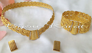 【送料無料】ブレスレット　アクセサリ―　トラブゾンゴールドグランプリセットtrabzon taki set sac rgl gold gp 24 ayar altin kaplama hasir bilezik kpe