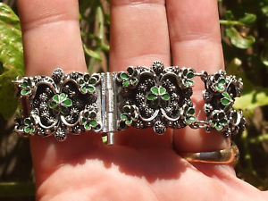 【送料無料】ブレスレット アクセサリ― ボーシルバーブレスレットエナメルｌｇtres beau old bracelet in silver 900 with small flower enamellg 17cm