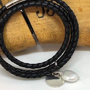 【送料無料】ブレスレット　アクセサリ―　ブレスレットスターリングシルバーラップディスクコインパール