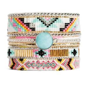【送料無料】ブレスレット　アクセサリ&mdash;　ブレスレットブラジルサイズbracelet brazilian multi rows * hipanema * floweredsize l 19 cm｜hokushin