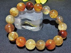 【送料無料】ブレスレット　アクセサリ―　ゴールデンルチルラウンドビーズブレスレット125mm 4a natural titin golden rutilated quartz round beads bracelet gift bl6754