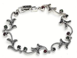 【送料無料】ブレスレット アクセサリ— ブレスレットサファイアルビーエメラルドスターリングシルバーbracelet sapphire ruby emeralds amp; markasites 925 sterling silver|hokushin