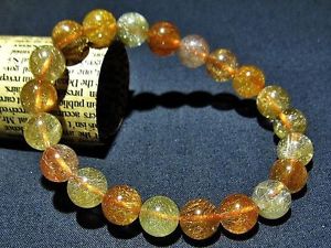 【送料無料】ブレスレット　アクセサリ―　ゴールデンルチルラウンドビーズブレスレット10mm rare 3a natural golden rutilated quartz round beads bracelet gift bl3787