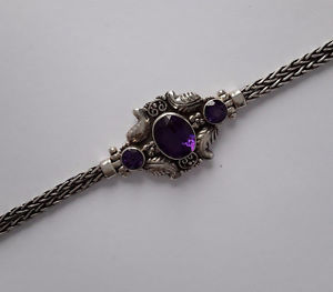 【送料無料】ブレスレット　アクセサリ―　クリエイションレディースシルバーブレスレットagnes creationsstunning ladies silver bracelet 925 oval of graces amethystes