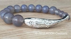 【送料無料】ブレスレット アクセサリ— ユニークビードスターリングシルバーブレスレット handmade unique chalcedony gemstone beads amp; sterling silver fish bracelet|hokushin