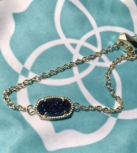 【送料無料】ブレスレット　アクセサリ―　スコットチェーンブレスレットkendra scott elaina oval chain bracelet in blue drusy amp; gold chunky htf