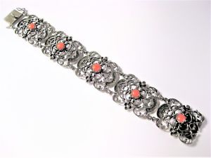 【送料無料】ブレスレット　アクセサリ―　アンティークブレスレットアルジェントantique bracelet en argent 800 avec corail, 31,9 g