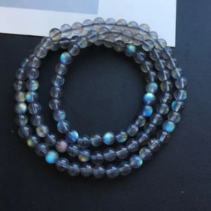 【送料無料】ブレスレット　アクセサリ―　ラウンドビーズブレスレットクリアnatural labradorite blue light crystal round clear round beads bracelet 55mm