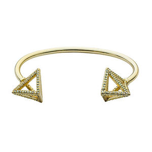 【送料無料】ブレスレット　アクセサリ―　メッキピラミッドカフbrass 14k gold plated pyramid pav cuff