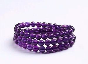 【送料無料】ブレスレット　アクセサリ―　アメジストラウンドビーズブレスレットgenuine natural purple amethyst crystal round beads bracelet 7mm aaaa