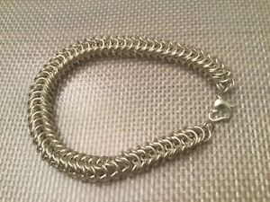 【送料無料】ブレスレット アクセサリ― スターリングchainmailleブレスレットsterling silver chainmaille bracelet heart clasp