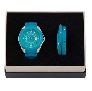【送料無料】ブレスレット　アクセサリ―　dse 5122584ブレスレットシリコーンセットスワロフスキーdse 5122584 blue watch with bracelet silicone set swarovski crystal authentic