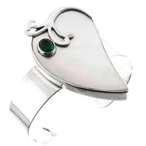 【送料無料】ブレスレット　アクセサリ―　パールシェルグリーンクオーツスターリングシルバーカフブレスレット listingdesigner mother of pearl shell green quartz 925 sterling silver cuff bracelet 29,887円